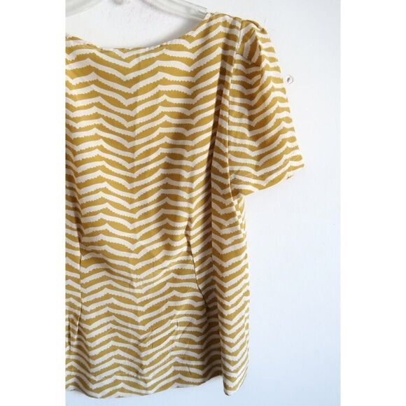 Marc Jacobs Yellow Striped Short Sleeve Silk Blouse - Size Medium - Picture 5 of 8